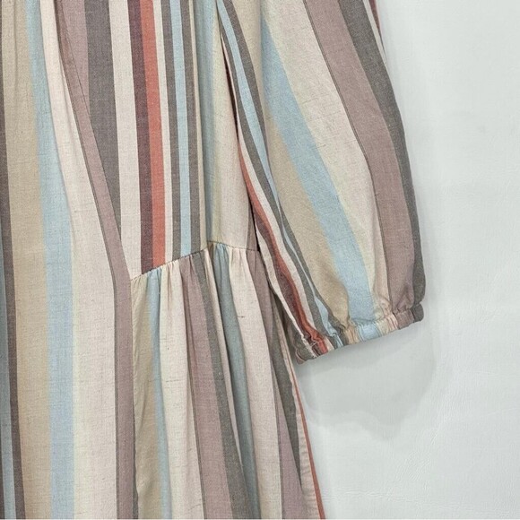 KNOX ROSE Womens XS Boho Flowy Stripe Shift Dress Mulitcolor Linen Blend - Picture 12 of 16